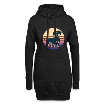 Dachshund Teckel Dackel - Hoodie-Kleid - Schwarz - Vorne