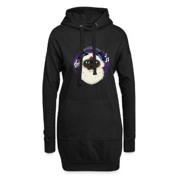 Mignon Birman Cat I Music Lover I Casque - Sweat-shirt à capuche long Femme - noir - Devant
