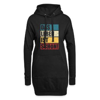 Das Leben ist schön - Hoodie-Kleid - Schwarz - Vorne