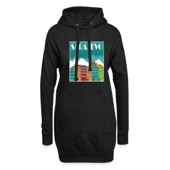 Sarajevo Landscape Vintage Art - Hoodie-Kleid - Schwarz - Vorne