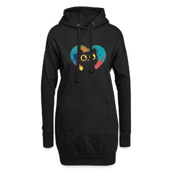 Chats Chaton Amant Chat Mama Papa Coloré - Sweat-shirt à capuche long Femme - noir - Devant