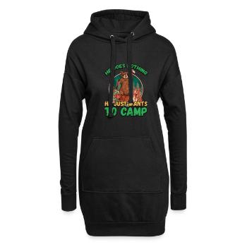 Il ne fait rien Il veut juste camper - camping nature - Sweat-shirt à capuche long Femme - noir - Devant