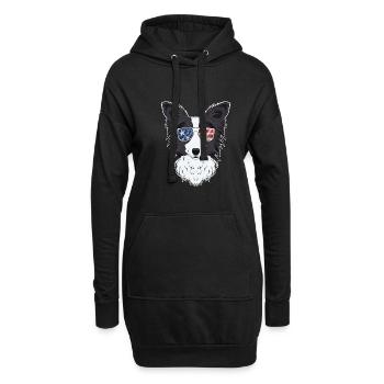 Border Collie USA Lunettes de soleil I Drapeau américain - Sweat-shirt à capuche long Femme - noir - Devant