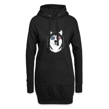 Husky USA Sunglasses I American Flag Husky - Hoodie-Kleid - Schwarz - Vorne
