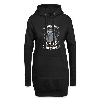 Microbiologiste Cat Lab Cartoon - Sweat-shirt à capuche long Femme - noir - Devant