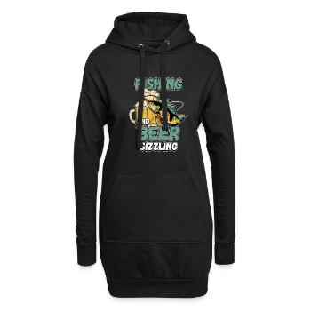 Pêche et bières sifflement pêche Mot à la ligne - Sweat-shirt à capuche long Femme - noir - Devant