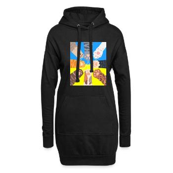 Signe de paix Cat Paws Drapeau ukrainien - Sweat-shirt à capuche long Femme - noir - Devant