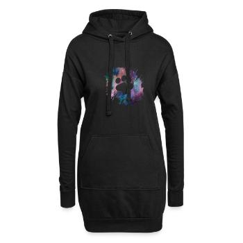 Pfotenabdruck Galaxie Hunde Hundeliebhaber Gassi - Hoodie-Kleid - Schwarz - Vorne