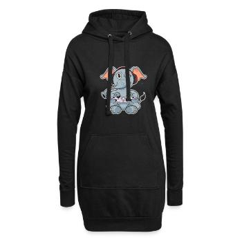 Elephant With Gaming Controller I Funny Gaming I - Hoodie-Kleid - Schwarz - Vorne