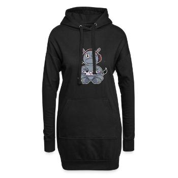 Hippo With Gaming Controller I Funny Gaming I - Hoodie-Kleid - Schwarz - Vorne