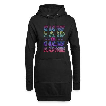Glow Hard Or Glow Home 70s 80s 90s Retro Party - Sweat-shirt à capuche long Femme - noir - Devant