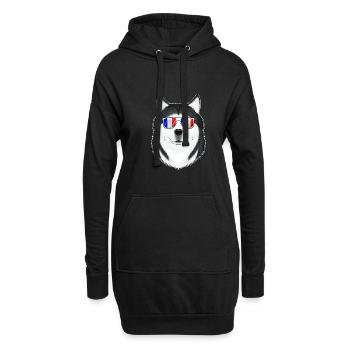 Husky France Sunglasses I French Flag - Hoodie-Kleid - Schwarz - Vorne