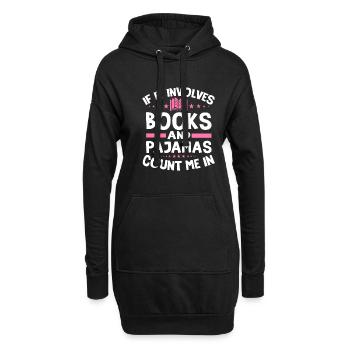 Wenn Es Sich Um Bücher Und Pyjama Handelt - Hoodie-Kleid - Schwarz - Vorne