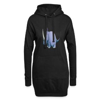 Kawaii Cartoon Rhino - Hoodie-Kleid - Schwarz - Vorne