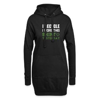 Je Recycele J’ai porté cette chemise hier - Sweat-shirt à capuche long Femme - noir - Devant