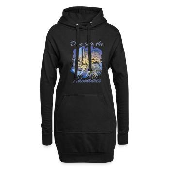 Plongez dans l’aventure des animaux marins de l’océan - Sweat-shirt à capuche long Femme - noir - Devant