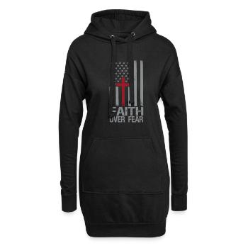 Foi à propos de la peur American Pride Religieuse - Sweat-shirt à capuche long Femme - noir - Devant