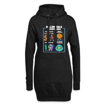 Lustige Millennial Nerdy Old Skool Hobbys Cartoon - Hoodie-Kleid - Schwarz - Vorne