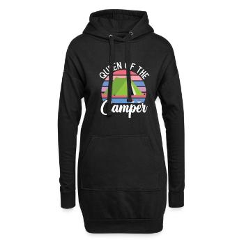 Reine du camping de camping en plein air Caravane - Sweat-shirt à capuche long Femme - noir - Devant