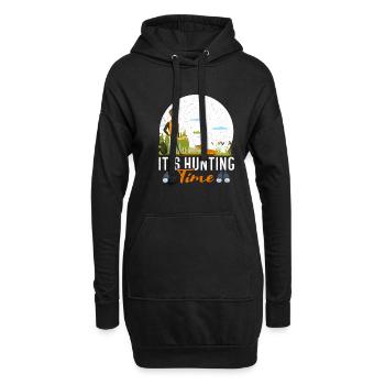 Temps de chasse amusant avec cor de chasse dans la nature - Sweat-shirt à capuche long Femme - noir - Devant