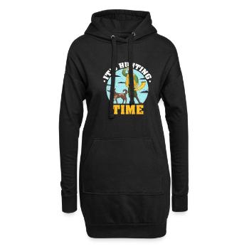 Temps de chasse amusant avec cor de chasse dans la nature - Sweat-shirt à capuche long Femme - noir - Devant