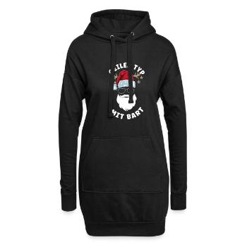 Geilertypmitbart Weihnachten Bartträger Bart - Hoodie-Kleid - Schwarz - Vorne