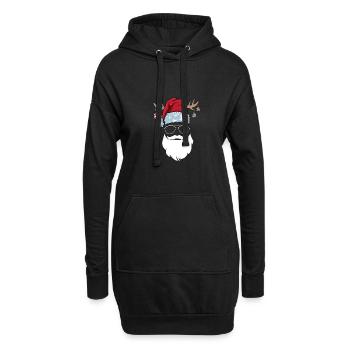 Père Noël Bonnet Lunettes de soleil Bart Santa - Sweat-shirt à capuche long Femme - noir - Devant