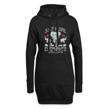 Nur Ein Mädchen, Das Elefantenfrauen Liebt - Hoodie-Kleid - Schwarz - Vorne