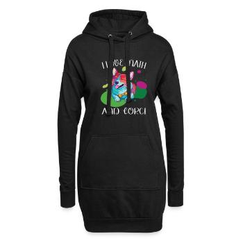 Ich Liebe Mathematik Und Corgi Fluffy Dog Breed - Hoodie-Kleid - Schwarz - Vorne