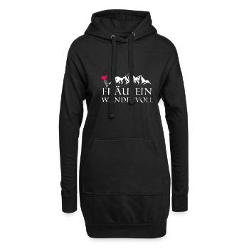 Fräulein Wandervoll Wandern Bergsteigen Natur - Hoodie-Kleid - Schwarz - Vorne