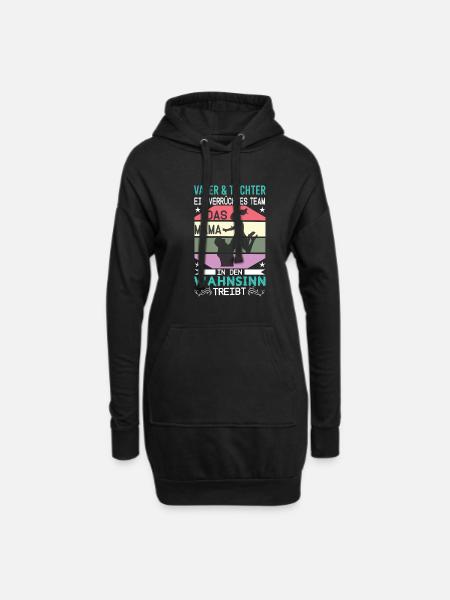 Vater und Tochter Partnerlook Papa Vatertag - Hoodie-Kleid - Schwarz