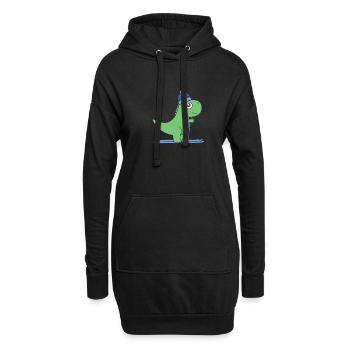 Ski T-Rex Ski Dino Winter Berge Alpen Piste Ski - Hoodie-Kleid - Schwarz - Vorne