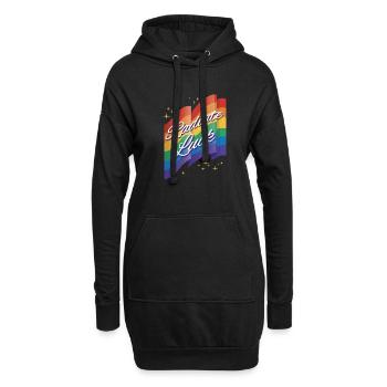 Rayonner la positivité Nuages nains arc-en-ciel - Sweat-shirt à capuche long Femme - noir - Devant