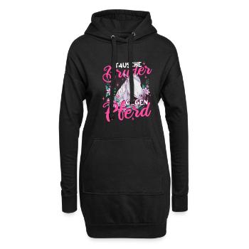 Pferde Mädchen Tausche Bruder gegen Pferd - Hoodie-Kleid - Schwarz - Vorne