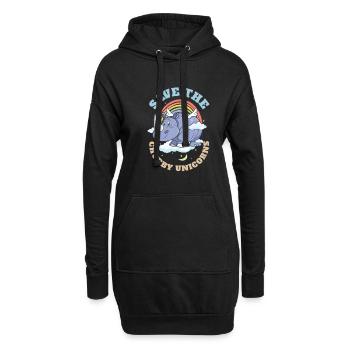 Save The Chubby Unicorns Cute Rhinoceros - Hoodie-Kleid - Schwarz - Vorne
