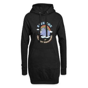 Save The Chubby Unicorns Cute Rhinoceros - Hoodie-Kleid - Schwarz - Vorne