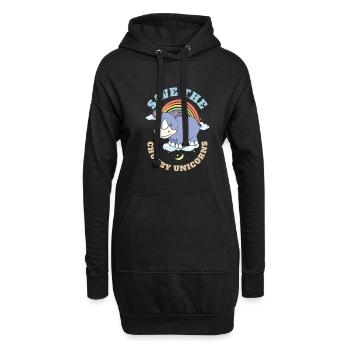 Save The Chubby Unicorns Cute Rhinoceros - Hoodie-Kleid - Schwarz - Vorne