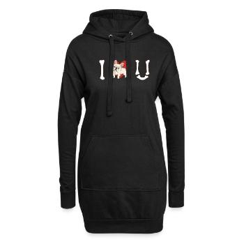 Ich Liebe Französische Bulldogge Bones Heart Puppy - Hoodie-Kleid - Schwarz - Vorne