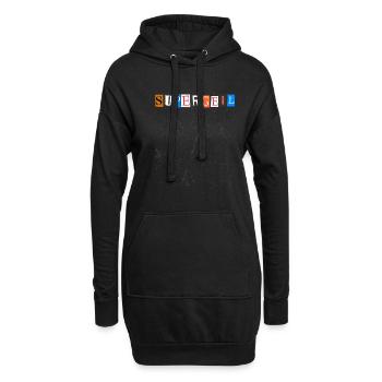 Supergeil super bonnes lettres d’un magazine - Sweat-shirt à capuche long Femme - noir - Devant
