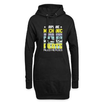 Flugzeugpilot Des Flugzeugmechanikers - Hoodie-Kleid - Schwarz - Vorne
