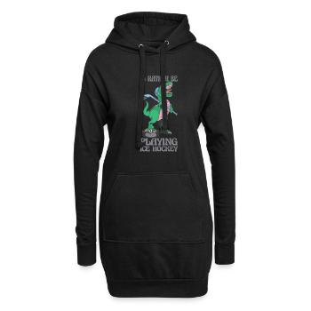 Ich Würde Lieber Ice Hockey Stick Dinosaurier - Hoodie-Kleid - Schwarz - Vorne