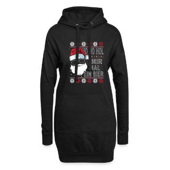 Ho Ho Hol Mir Mal Ein Bier Ugly Santa mit Brille - Hoodie-Kleid - Schwarz - Vorne