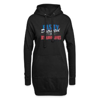 Facilement distrait par les avions Devis de pilotage - Sweat-shirt à capuche long Femme - noir - Devant