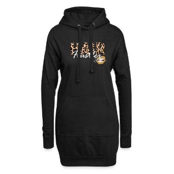 Hair Hustler Bouche Léopard Ciseaux Citation - Sweat-shirt à capuche long Femme - noir - Devant