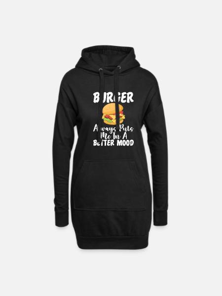 Burger Lover Geschenk - Hoodie-Kleid - Schwarz