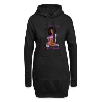 Glück Ist Frei Lockiges Haar Mulatte Mädchen - Hoodie-Kleid - Schwarz - Vorne