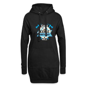Echte Kerle Arbeiten Mit Holz Holzfäller - Hoodie-Kleid - Schwarz - Vorne
