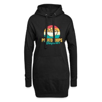 Cadeau de croustilles - Sweat-shirt à capuche long Femme - noir - Devant