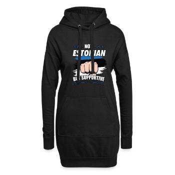 Not Estonian But Supportive Travel Tourist - Hoodie-Kleid - Schwarz - Vorne