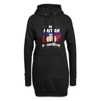 Pas haïtien mais soutien Voyageur Haïtien - Sweat-shirt à capuche long Femme - noir - Devant